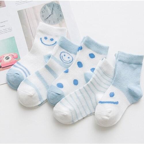 5 Pairs/Lot Children Soft Cotton Socks Boy Girl Baby Infant Newborn Cute Cartoon Mesh For Spring Summer Fashion Kids Gifts CN