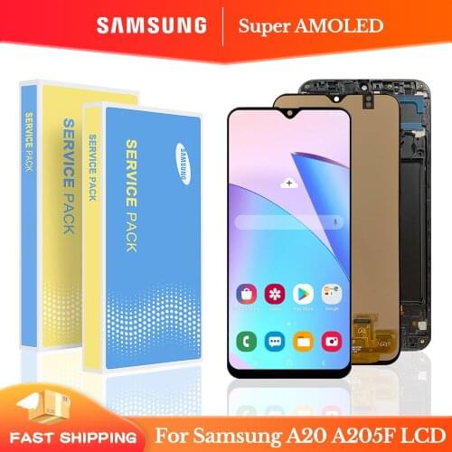6.4'' Super AMOLED For Samsung Galaxy A20 A205 SM-A205F LCD Display Touch Screen Digitizer for Samsung A20 A205F display screen