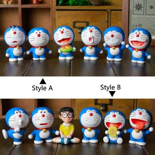Six A \Set Nobita Nobi Doraemon Car Decoration Doll Suit Desktop Decoration Car Accessories Interior Cartoon Character Toy Model