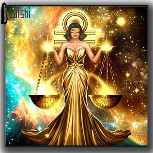 5D DIY Full Round Drill Diamond Painting Lady Libra Mosaic Kit Rhinestone Drawing Picture Home Decoration Art Craft home decor