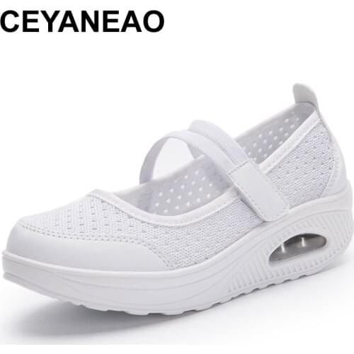 CEYANEAO 2019 Summer Women Flat Platform Lazy Shoes Woman Breathable Mesh Casual Shoes Moccasin Zapatos Mujer Ladies Boat Shoes