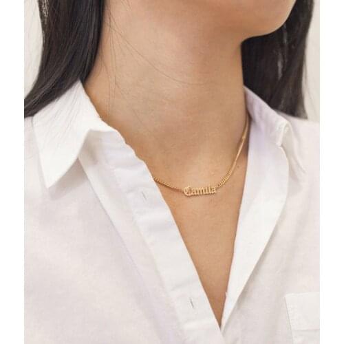 Personalized custom stainless steel name double layer necklace Cuban chain pendant necklace mens and womens jewelry gifts