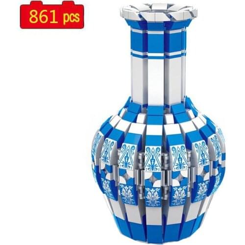 City Creative Series Vase Desktop Decoration Interior Decoration Bouquet Accessories DIY Model Building Blocks Toys Gifts