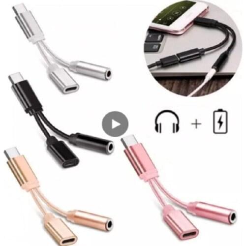 Two-in-one 3.5mm USB Type-C Aux Audio Charging Cable Adapter Splitter Headphone Jack Suitable For Type-C Smart Phones Accessorie