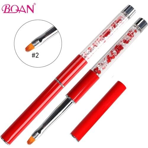 BQAN Nail Brush Red Handle Oval UV Gel Brush Nail Art Design Builder DIY Wood Nail Tools Nail Art Brush Drawing Painting Pen