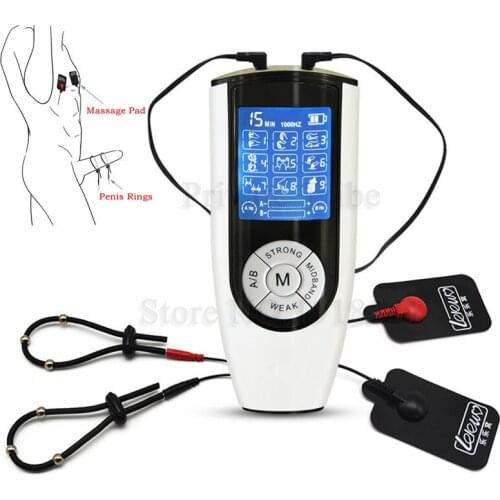 Adult USB Charging Electric Shock Penis Rings Electro Cock Rings Massage Pad Body Stimulation Orgasm Sex toys For Men Couples