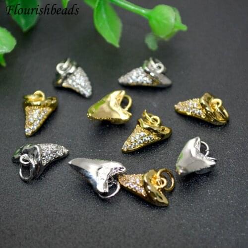 Cool Paved Real CZ Zircon Beads Teeth Shape Charms DIY Jewelry Makings Cute Bracelet Charms Necklace Pendant Choker 20pcs