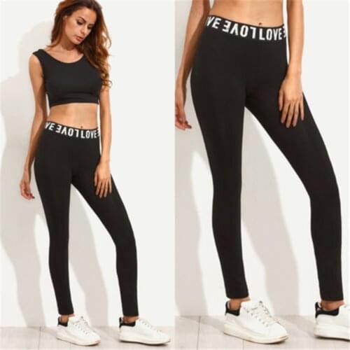 New Yoga Pants Sport Leggings Women Fitness Gym Tights Love Letter Print Squats Pants Elastic High Waist Yoga Leggings For Women