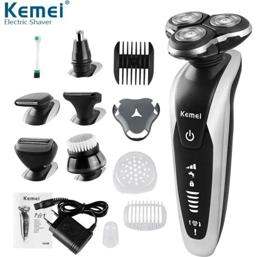 Kemei Electric Shaver Rechargeable Shaving Machine for Mens Cordless Beard Trimmer Multifunction Hair Cutting Machine Razor 40D