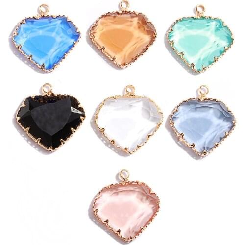 Crystal Glass Fashion Pendant Personality Crystal Glass Heart Pendant For Jewelry DIY Necklace Bracelet Earrings Accessories