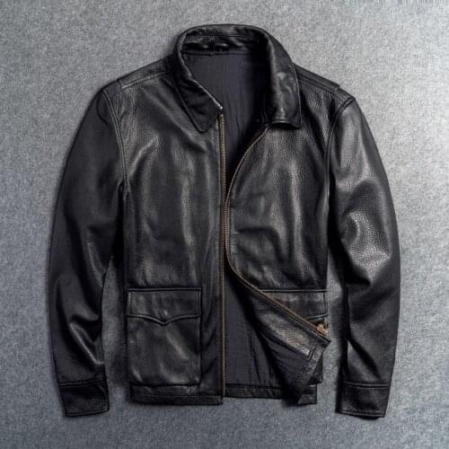 Genuine Leather Jacket for Men Male Sheep Skin Coat Real Animal 100% Skin Outer Wear Suit