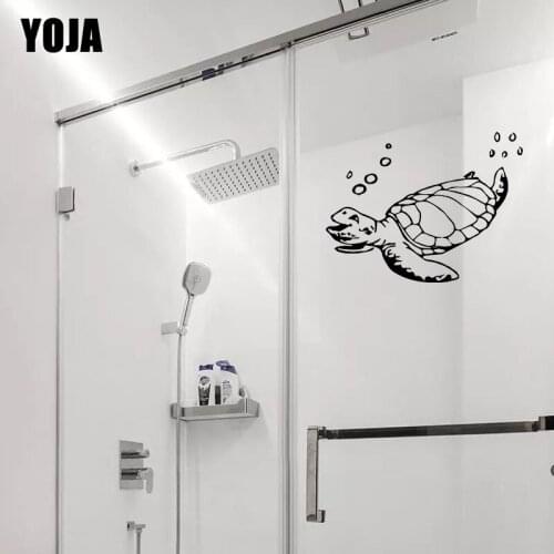 YOJA 20x26CM Smiling Turtle Bathroom Shower Glass Decal Home Room Decoration Wall Sticker G2-0439
