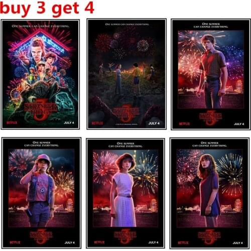 Stranger things season 3 posters wall stickers glossy paper clear image home decoration buy 3 get 4
