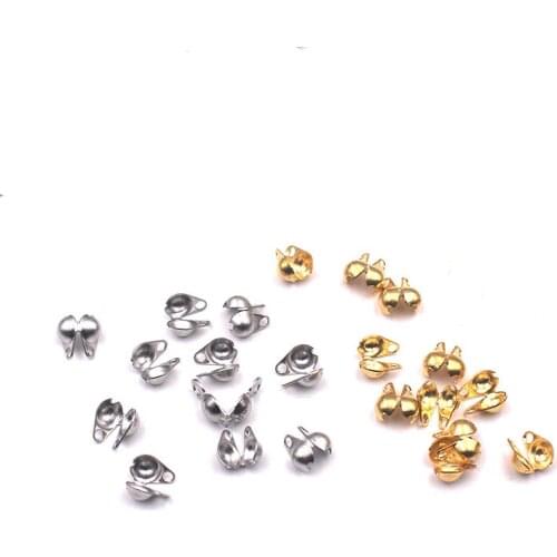50pcs Gold Tone Stainless Steel End Crimps Beads Tip Fit Ball Chain 1.5/2/2.4/3.2mm Jewelry Making Necklace Bracelet Accessories