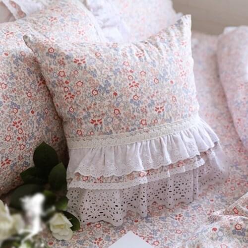 Khaki European Style Embroidery Cushion Cover Ruffle Lace Wrinkle Pillow Cover Cake Layers Princess Bedding Pillowcase