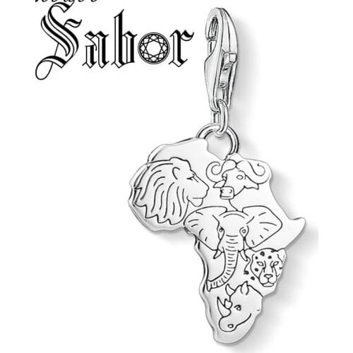 Charm Pendant Africa Map New Fashion Jewelry Ethnic Real Authentic silver plated Gift For Women Men Fit Bracelet thomas