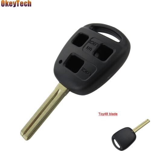 OkeyTech for Toyota Key Shell 3 Button Replacement Uncut Blank Remote Fob Case for Toyota Avensis Yaris Auris RAV4 Corolla Toy48