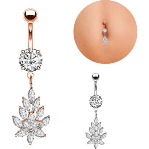 Women Belly Button Piercing Stainless Steel Jewelry Accessories Crystal Heart Style Decorations Party Sexy Body Navel Piercings