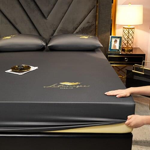 Embroidery 600TC Egyptian Cotton Fitted Sheet/Pillowcase Mattress Cover Solid Color Elastic Sheet Bed Sheet With Elastic Band#sw