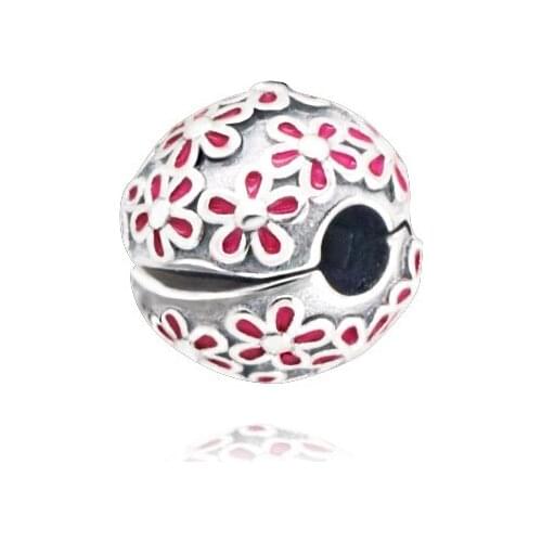 SALE! 925 Sterling Silver Beads Covered With Flowers Charm Fit Original Pandora Bracelets Women DIY Fashion Jewelry Gift