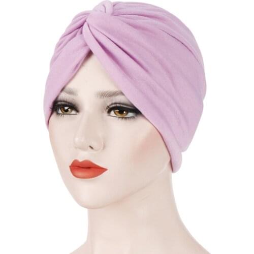 Stretch Cloth Forehead Cross Turban Candy Color Chemotherapy Cap Breathable Comfort Bonnet