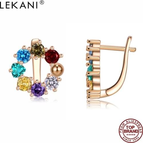 LEKANI Fashion Clip Earrings For Women Jewelry Colorful Crystal Earring Holder Girl Lover Wedding Party Romantic Accessories