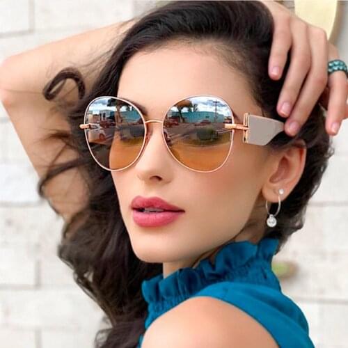 Fashion sunglasses brand woman fashion oval Gradient shades for women Black Pink Big Sun glasses Female Gafas de sol uv400