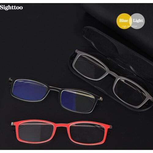 Sighttoo HD Anti-Fatigue TR90 Light Design Anti-Blue Light Magnifying Presbyopia Glasses Ultra-Thin Portable Reading Glasses Men