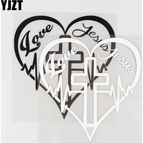 YJZT 13.3×13.5CM I Love Jesus Funny Pattern Decoration Vinyl Car Sticker Decal Black/Silver 4C-0313