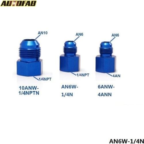 10PCS/LOT Fitting Flare Reducer Female 1/4N to Male -6AN Blue Aluminum Nickel Plated AF-AN6W-1/4N