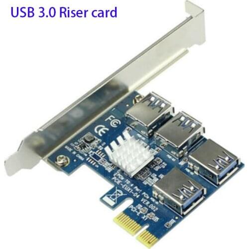 4-port PCI-E to PCI-E Adapter for BTC Miner Mining PCI-Express Slot 4x 8x 16x USB 3.0 Mining Special Riser Card PCIe Converter
