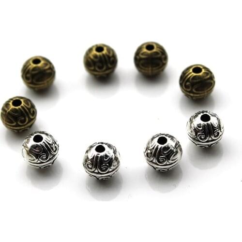 50pcs Metal Ball Spacer Beads for Jewelry Making Charm Bracelet Jewelry Findings Accessories DIY Handmade Craft Z449