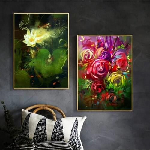 Abstract Watercolor Flowers Oil Painting on Canvas Posters and Prints Wall Art Pictures for Living Room Home Decoration No Frame