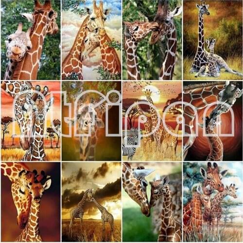 5D DIY Diamond Embroidery Full Display Animal Giraffe Rhinestones Mosaic Full Square Diamond Painting Home Decor Gift