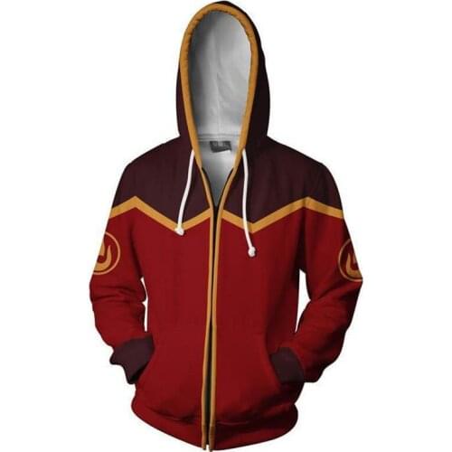 Avatar: Last Airbender Hoodies 3D Print Cosplay Costumes Unisex Zipper Fashion Flame Sweatshirts Spring Autumn Hottest Jackets