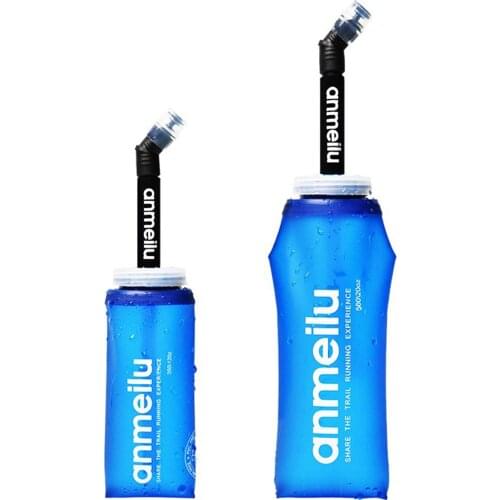 350ml/600ml Water Bottle For Hiking TPU Sports Soft Bottle Foldable Running Water Bag Water Bottle For Traveling With Straw