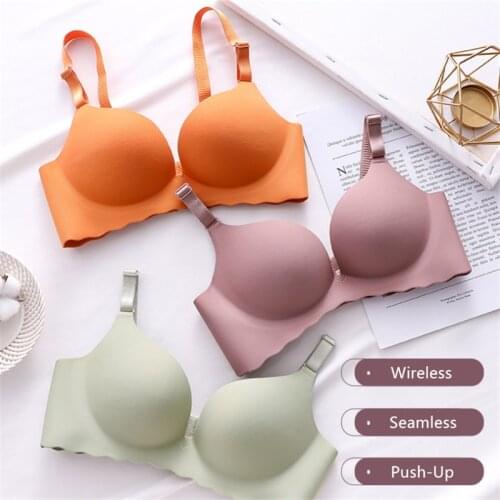 Sexy One-Piece Bra Women Wireless Breathable Underwear Gather Push Up Simple Lingerie Seamless Bralette Candy Color нижнее белье