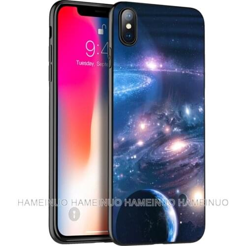 Black tpu case for iphone 5 5s SE 2020 6 6s 7 8 plus X 10 XR XS 11 pro MAX silicon cover outer space planets stars