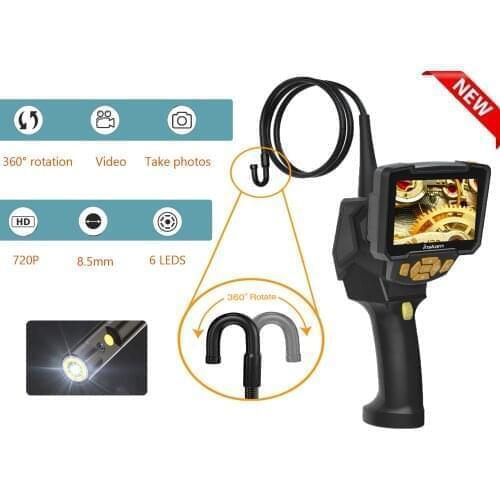 Industrial Endoscope Camera 8.5MM 3 in 1 Semi Rigid Wire Pipeline Inspection Support Articulation Bendable 360 Degree