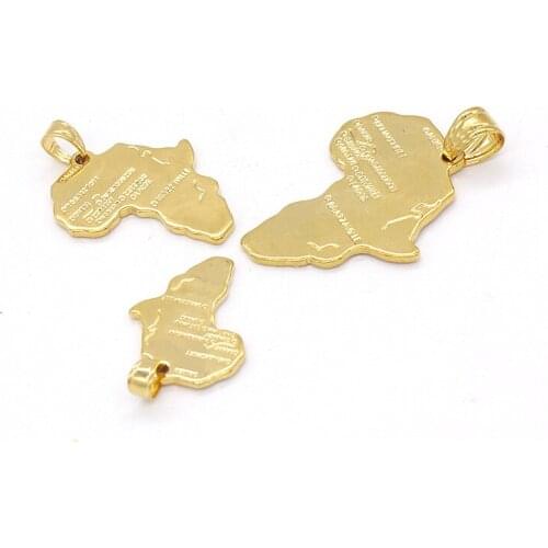 Hot sale Africa map pendant necklace women girls gold color fillde jewelry men,45cm/60cm africa gold chain 3 Size pendant