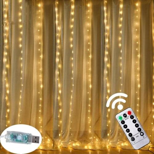 3M LED USB Power/Battery Remote Control Curtain String Fairy Lights Christmas Garland For Party Garden Home Wedding Decoration