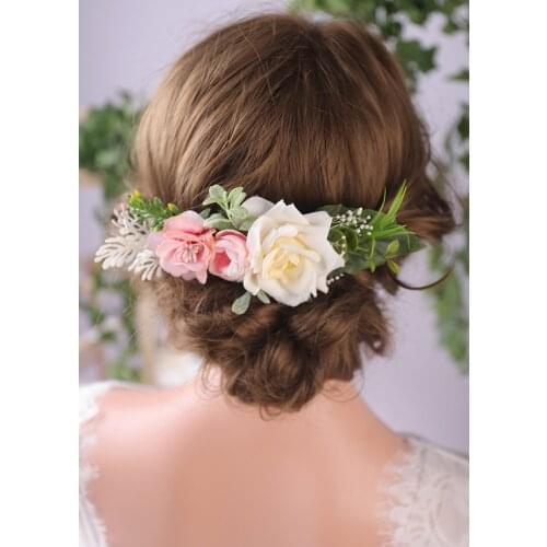 Chic Flower Hair Comb Fairy Crown Italian Wedding Accessories Vintage Hair clip Graceful for Women or Girl