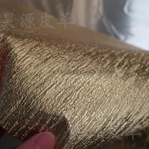 Synthetic PU Metal bark pattern embossed metallic decorative leather material