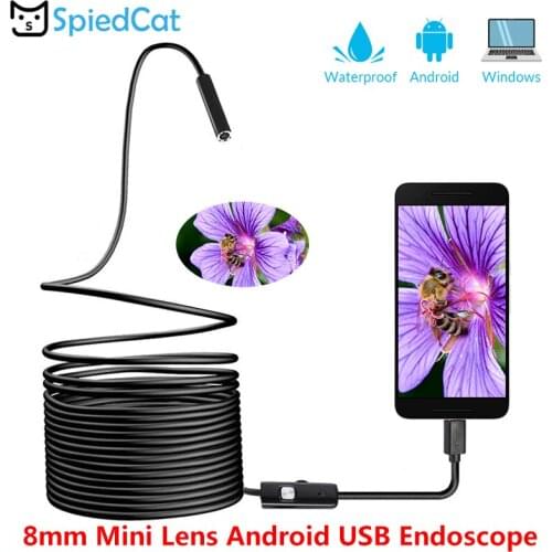 Mini 8mm Lens 6 LED 1M 2M 3.5M 5M 10M Soft Cable Android USB Endoscope Snake Repair Pipe Inspection Micro USB Borescope Camera
