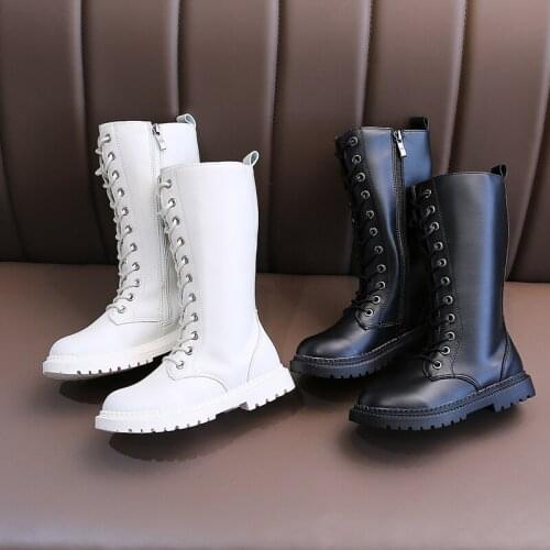 BoysGirls Leather Boots Autumn Childrens Fashion Boots Waterproof Side Leash Children Ankle Booties for Girls Casual MartinShoe
