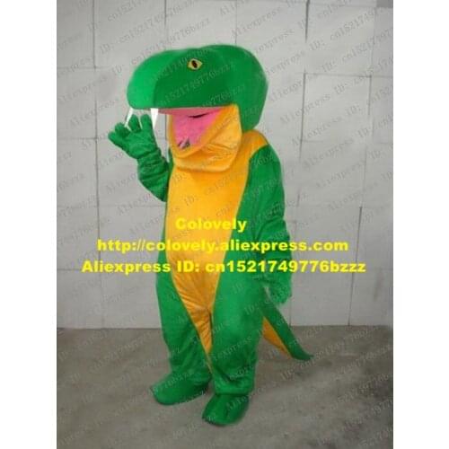 Cool Green Snake Mascot Costume Mascotte Wall Lizard Wall Gecko Serpent Ophidian With Yellow Belly Yellow Eyes No.2169 Free Ship