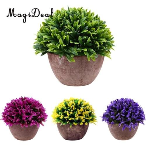 MagiDeal Artificial Orchid Flower Bonsai Long Leaves Plant Potting Plants Home Garden Wedding Party Decor Supply