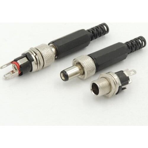 20set Copper Lockable 5.5mm x 2.1mm DC Power Plug + Socket Female Panel Mount Connectors