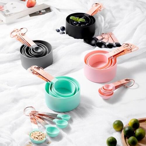 4Pcs/Set Rose Gold Measuring Spoons Set With Scale Durable Stainless Steel Handle Measuring Cups Measuring Tools Set For Baking