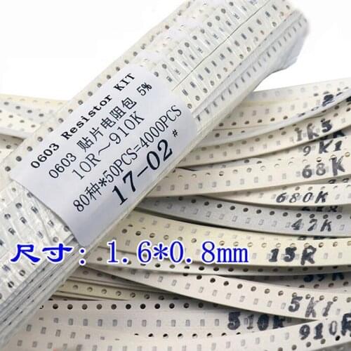 0603 SMD resistor kit Assortment Set 5% 80 Values * 50pcs = 4000pcs KIT